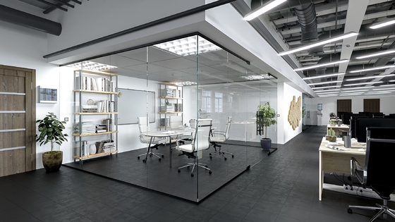 12mm Aluminium Frame  Movable Glass Office Partitions Solid Interior