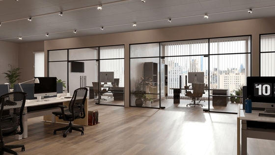 12mm Aluminium Frame  Movable Glass Office Partitions Solid Interior