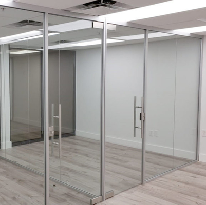 Floor Spring Pivot Door Frameless Glass Partitions With Ultra Clear Insulated Glass