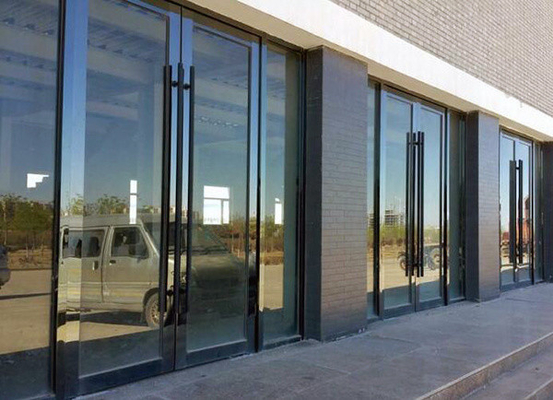 NFRC Commercial Aluminum Glass Storefront Entry Doors With ADA Compliant Threshold