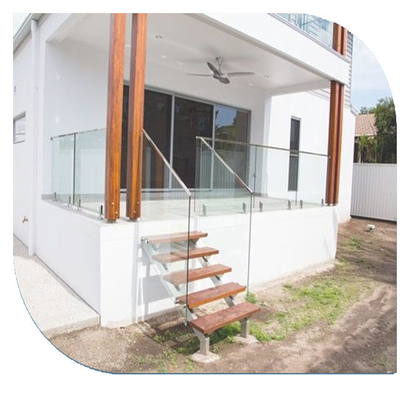 Modern Stainless Steel Frameless Glass Balustrade Toughened Safety Feature