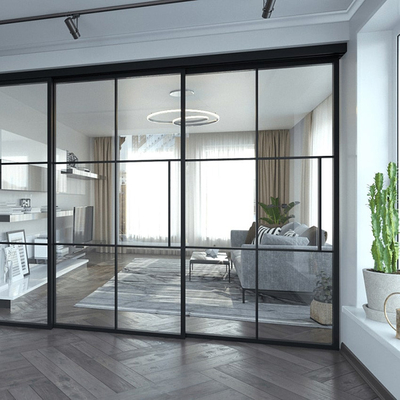 Transparent Glass Partition Walls With Glass Sliding Door Environmentally Friendly