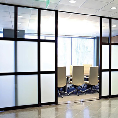 6 - 12mm Thickness Vertical Glass Wall With Double Hunged Glass Doors