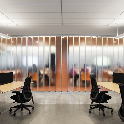 U Shape Tempered Clear Glass Partition Wall With Interlining Drawings Frosted Glazing Wall
