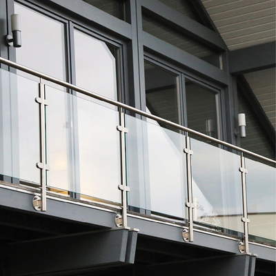 Balcony Handrail Glass Balustrade With Aluminium / Stainless Steel Tube 42.4x1.5mm