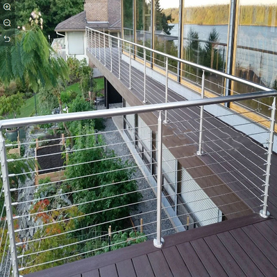 90 - 120mm Height Aluminium Glass Stair Balustrade Wire Cable Railing