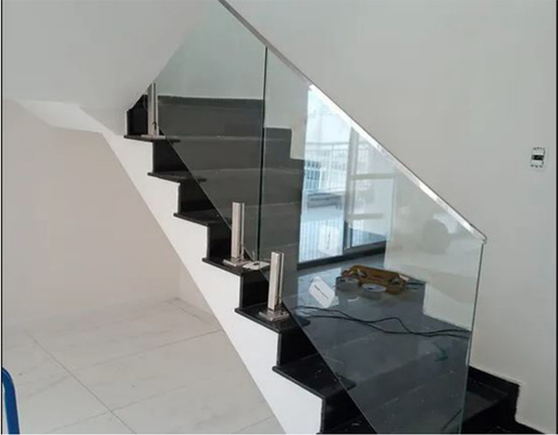 Sanding Metal Frame Handrail Glass Balustrade With High Durability Weather Resistance
