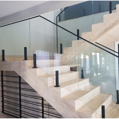 Sanding Metal Frame Handrail Glass Balustrade With High Durability Weather Resistance