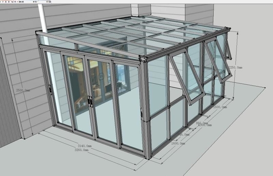 Energy Saving Aluminum Sunroom Glass Houses Smooth Surface Customized Design