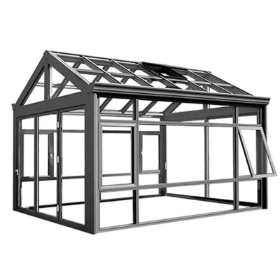 Free Standing Villa Winter Garden Waterproof Triangle Sunroom With Sliding Door Access