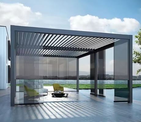 Tempered Glass Roof Winter Garden Sunroom With Sliding Double Door And Aluminum Frame