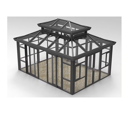 Aluminum Alloy Sunroom Glass Veranda House with Smooth Surface and Polygon Roof Molding
