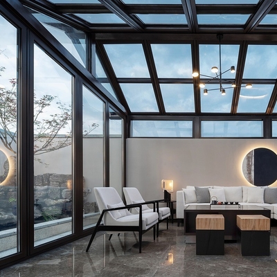Aluminum Alloy Sunroom Glass Veranda House with Smooth Surface and Polygon Roof Molding