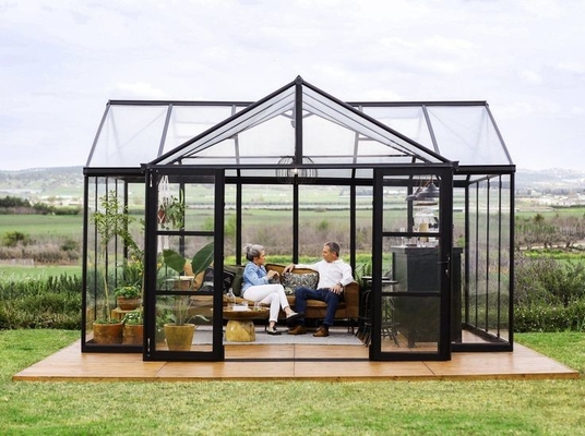 Four Season Solarium Glass Sunrooms within Sliding Double Door for Customized Size