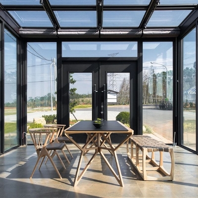 Four Season Solarium Glass Sunrooms within Sliding Double Door for Customized Size