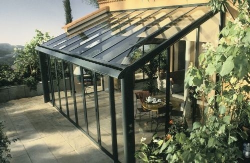 Waterproof Aluminum Frame Glass Houses With Sliding Double Door And Green House Design