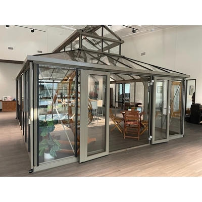 Free Standing Waterproof Aluminum Frame Glass House Sunroom with Polygon Roof Molding