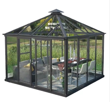 Waterproof Aluminum Frame Glass House Prefab Greenhouse with Customized Size Features
