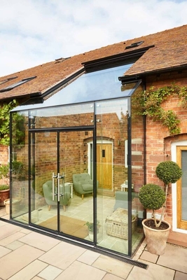 Waterproof Aluminum Frame Glass House Prefab Greenhouse with Customized Size Features