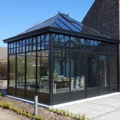 Waterproof Aluminum Frame Glass House Prefab Greenhouse with Customized Size Features