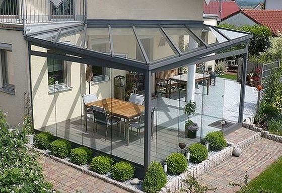Aluminum Alloy Material Frame Free Standing Sunroom Green House for Office Building
