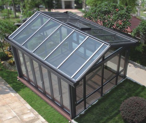 Prefab Greenhouse With Energy Saving Aluminum Frame And Clear Tempered Glass Roof