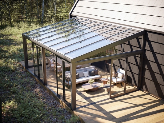 Polygon Roof Molding Winter Garden Glass House With Smooth Surface And Tempered Glass