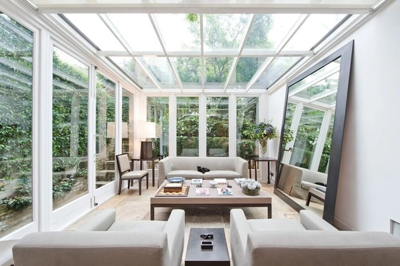 Polygon Roof Molding Winter Garden Glass House With Smooth Surface And Tempered Glass