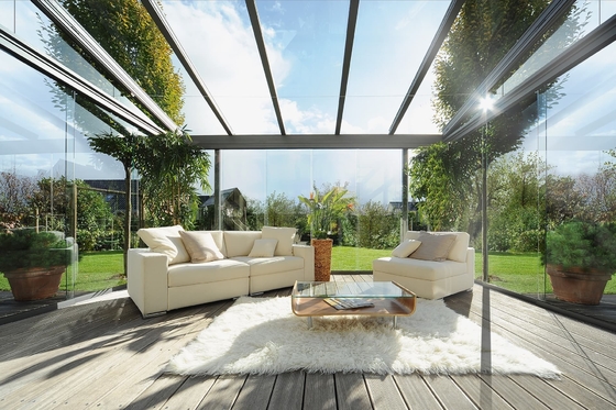 Polygon Roof Molding Winter Garden Glass House With Smooth Surface And Tempered Glass