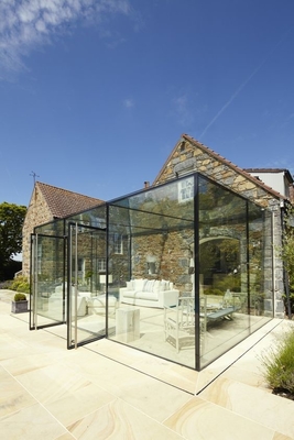 Retractable Aluminum Green House Roof For Super Wide Enclosure Glass House Sunrooms