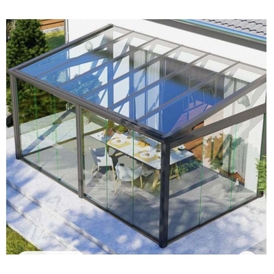 Gray Glass Powder Coated Smooth Finished Aluminum Sunroom For Beautiful Winter Garden