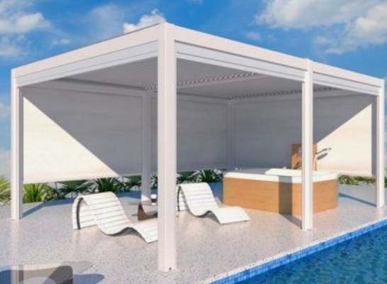 All Season Customized Roof Electric Shutter Aluminium Pergola For Garden Pavilion