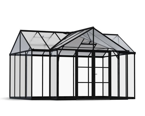 Four Seasons Sunroom Exterior With Sliding Double Door And Smooth Powder Coated Finish