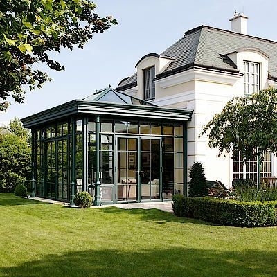 Outdoor Living Glass Sunroom With Brown Glass Color And Chinese Top Hardware