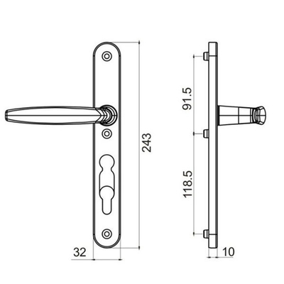 Apartment Aluminium Glass Door Level Handle For Patio Entrance Gate