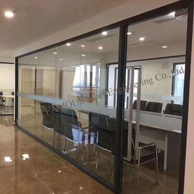 Soundproof 6mm Acoustic Glass Partition Walls , 12mm Aluminium Glass Office Partition