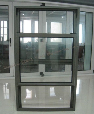 Vertical Sliding 1.2mm Aluminum Storm Windows , Toughened 3mm Glass Sash Windows