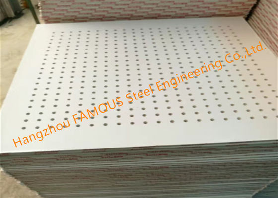 Perforated 8mm Suspended Gypsum Board Ceiling , 9mm Acoustic Gypsum Board Ceiling