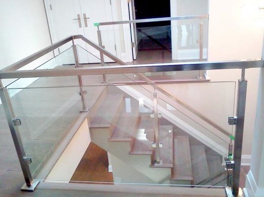 304 Stainless Steel 850mm Handrail Glass Balustrade Square Pipe 1mm