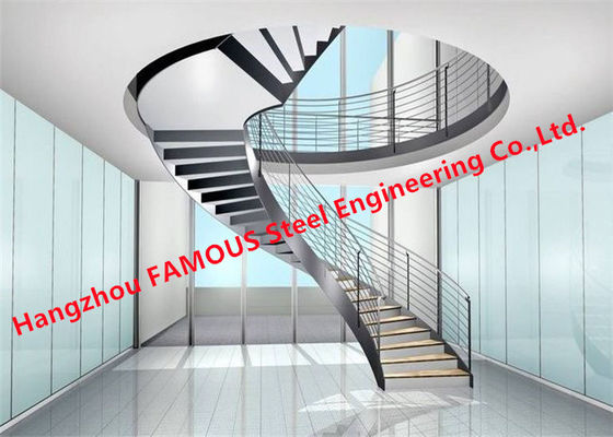 Steel Indoor Spiral Handrail , ISO3834 Black Metal Hand Railing