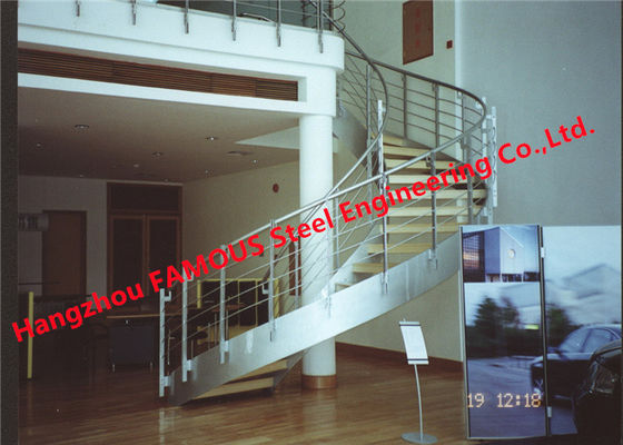 Steel Indoor Spiral Handrail , ISO3834 Black Metal Hand Railing