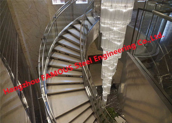 Steel Indoor Spiral Handrail , ISO3834 Black Metal Hand Railing