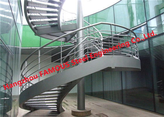 Steel Indoor Spiral Handrail , ISO3834 Black Metal Hand Railing