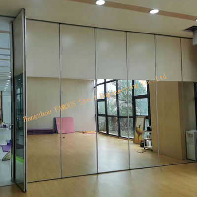 Classroom Folding 3000mm Movable Glass Partition Walls , Door Hanging Screen Yoga Aluminium Frame Glass Partition