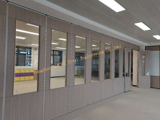 Classroom Folding 3000mm Movable Glass Partition Walls , Door Hanging Screen Yoga Aluminium Frame Glass Partition