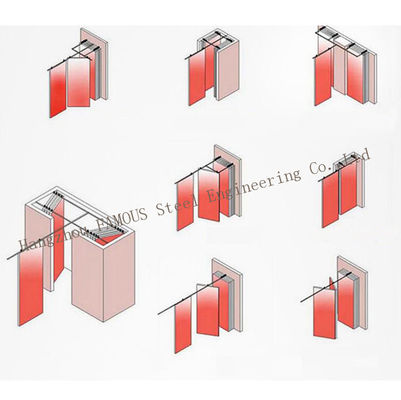 Classroom Folding 3000mm Movable Glass Partition Walls , Door Hanging Screen Yoga Aluminium Frame Glass Partition