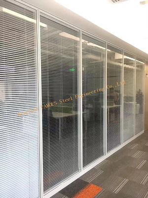 Custom Design Portable Office Aluminum Frame Double Glass Soundproof Glass Partition Walls with Louver