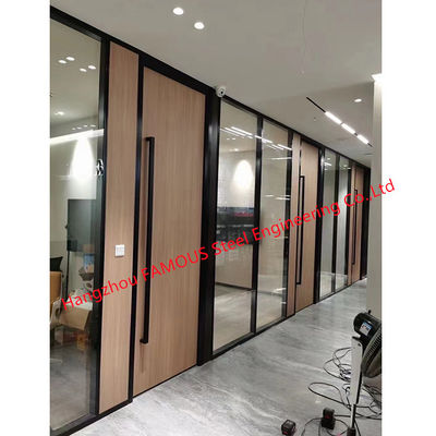 Melamine Panel Modular Single Glass Office Partition 8mm Thickness