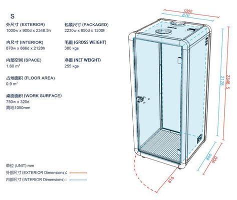 Soundproof Aluminium Glazed Partition Silence Office Booth