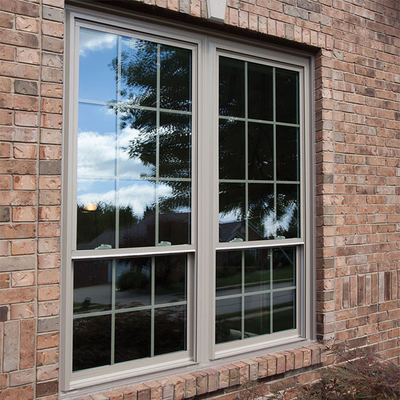 Vertical Sliding UPVC Double Hung Windows Clear Tempered Glass
